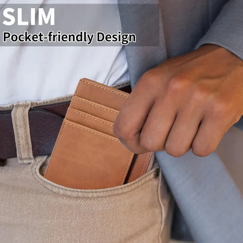 Vista 54 de Cartera Chelmon Slim RFID - Cartera de bolsillo frontal minimalista para tarjetas de crédito delgadas
