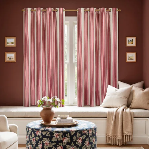 Vista 78 de DriftAway Chris Linen - Cortinas opacas con capa térmica y reductora de sonido, 63 pulgadas de largo para dormitorio, cortinas estampadas a rayas