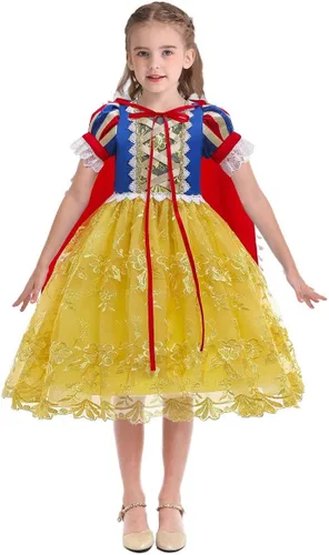 Vista 18 de HIHCBF Disfraz de princesa blanca como la nieve para niñas, cumpleaños, Navidad, Halloween, carnaval (con accesorios)