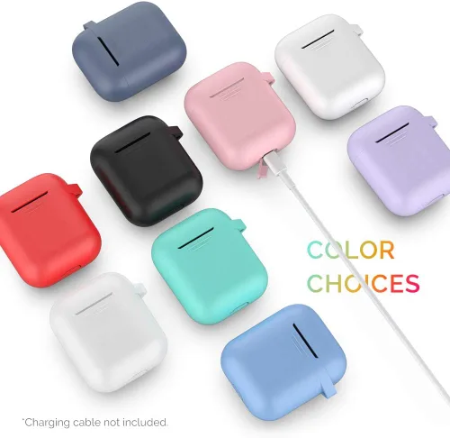 Vista 8 de AhaStyle Funda Protectora de Silicona Mejorada [LED Frontal Visible] Compatible con Apple AirPods 2 y 1 (Negro)