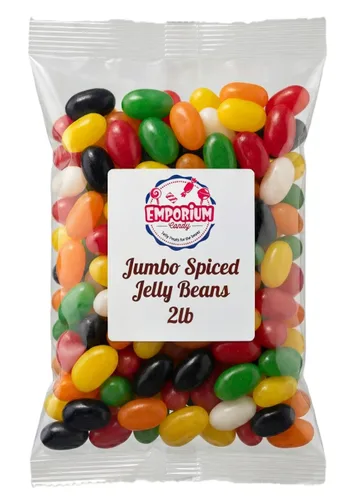 Vista 3 de Frijoles de gelatina especiados de 2 libras Jumbo extra grandes surtidos Los sabores incluyen regaliz, sasafrás, menta, clavo, canela, hierbabuena