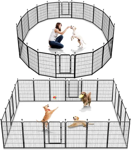 Vista 15 de Corralito para perros, 40 pulgadas, 8 paneles, valla para perros al aire libre, resistente, corral para perros grandes, medianos y pequeños, corral