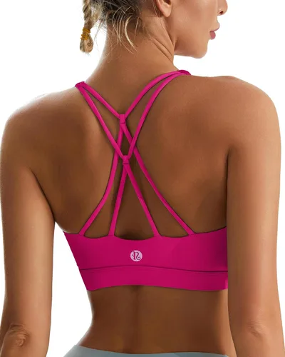 Vista 59 de Brasieres deportivos para mujer, con relleno, tipo camiseta sin mangas, sexis, con espalda cruzada, de alto impacto, largos, ideales para practicar