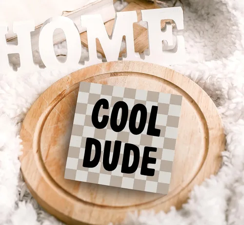 Vista 5 de SRADMO Cool Dude - Letrero de madera para escritorio, caja de madera boho, beige, preppy, decoración para adolescentes, niños, dormitorio