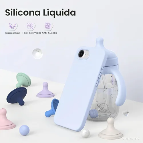Vista 3 de ORNARTO Funda compatible con iPhone 16e de 6.1 pulgadas (2025), silicona líquida de 3 capas cubierta completa de goma de gel suave, funda protectora