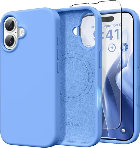 Vista 19 de GONEZ Funda magnética para iPhone 14, compatible con Magsafe, con protector de pantalla + protector de cámara, forro de microfibra antiarañazos