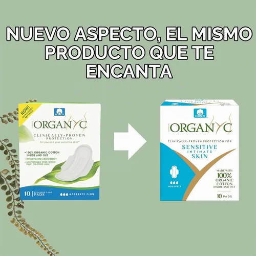 Vista 2 de Organyc Almohadillas femeninas 100% algodón orgánico certificado, flujo moderado, 10