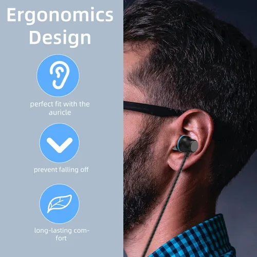 Vista 6 de Auriculares con cable con micrófono, paquete de 5, auriculares intrauditivos con estéreo de graves pesados, auriculares con cable con aislamiento
