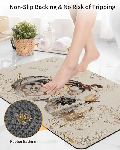 Vista 4 de Tapete de baño de otoño para bañera, tapete antideslizante de secado rápido y absorbente, tierra de diatomeas, cocina, ducha, fregadero, lavable