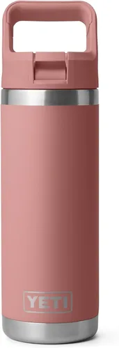 Vista 35 de YETI Rambler Botella de 18 onzas, aislada al vacío, de acero inoxidable con tapa de popote a juego de colores, rojo rescate