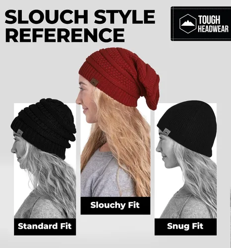 Vista 54 de Slouchy Cable tejido Gorro de lana por Tough Headwear – Gorro de lana de gran tamaño Sombreros Gorros Graves Sombreros Para Hombres y Mujeres