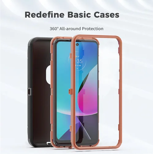 Vista 6 de Funda protectora resistente para Moto G Play 2023, con cubierta de protección de goma resistente a prueba de golpes [3 en 1] para Motorola G Play