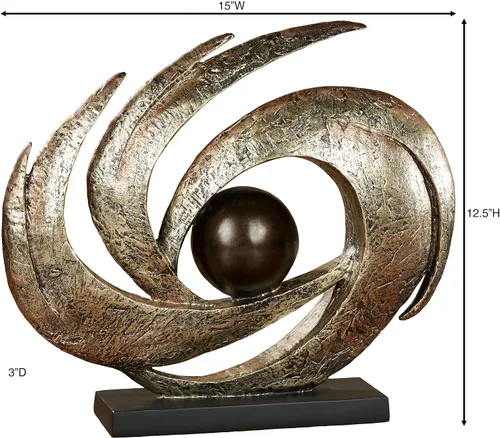 Vista 3 de Touch of Class Movimiento Terrestre Contemporáneo – Oro Envejecido – Escultura de Mesa Arte Decorativo – Estética Abstracta Moderna, Diseño