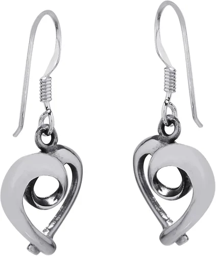 Vista 2 de Trendy Loving corazón cinta de plata de ley 925. Dangle Earrings