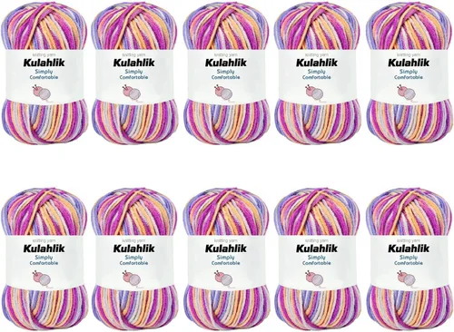 Vista 74 de 50g (1x50g) Hilo Acrílico para Crochet y Tejido, Hilo Degradado Colorido, 1 Rollo de Madejas, Hilo Acrílico Multicolor, Perfecto para Proyectos