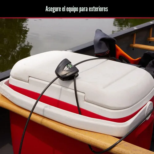Vista 2 de Master Lock Candado de bicicleta Python negro con llave, candado de cable de metal ajustable tiene un revestimiento de vinilo resistente a