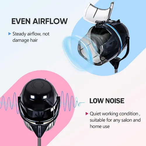 Vista 3 de ZENY Secador de Cabello de Pie de 1300W Ajustable de Piso con Capó con Capucha con Ruedas Rodantes Equipo Profesional de Salón para Belleza y Secado