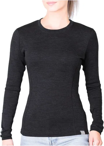 Vista 7 de MERIWOOL Camiseta térmica de capa base de manga larga para mujer, 100% lana merina, peso medio Negro