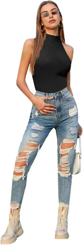 Vista 5 de Verdusa Camiseta sin mangas con cuello de tortuga para mujer