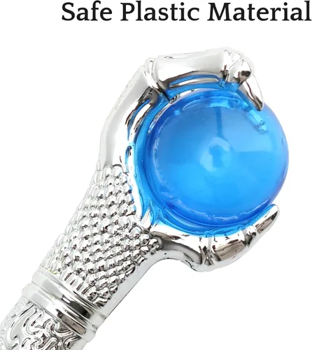 Vista 7 de Disfraces de Halloween, bastones para caminar, garra de dragón de fuego azul, varitas de orbe para caminar, bastón para fotos, accesorios decorativos