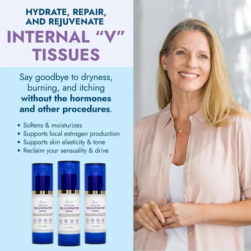Vista 2 de Total Fem ReJuvenator Serum - Hidratante vaginal interno con DHEA y ácido hialurónico, soporte vaginal íntimo sin hormonas para menopausia, posparto