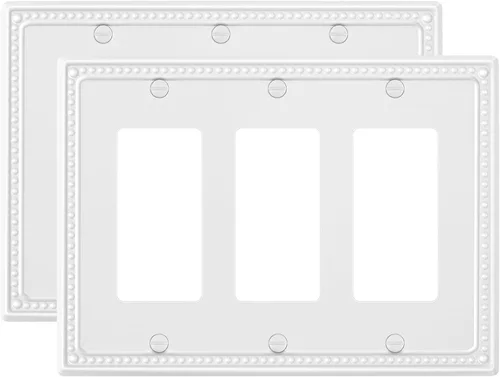 Vista 62 de Paquete de 2 cubiertas de placa de interruptor de luz de doble palanca, cubiertas decorativas de placa de doble interruptor Pearls, placa de pared