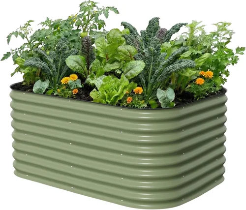 Vista 12 de Vego Garden Kits de cama de jardín elevada de 26" extra alta, caja de maceta elevada modular 4 en 1 para verduras, flores, frutas, cama de jardín