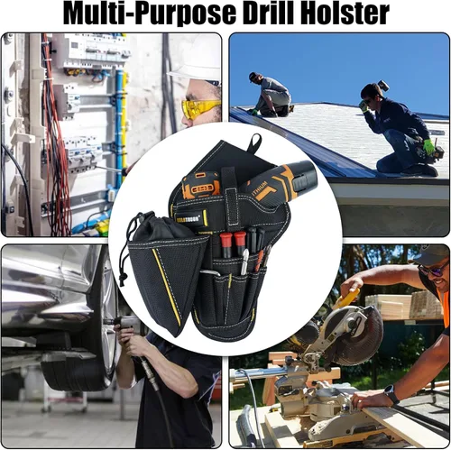 Vista 7 de MELOTOUGH Funda para taladro con portabrocas, funda para atornillador de impacto, funda resistente para cinturón de herramientas