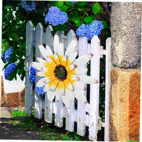 Vista 4 de BESPORTBLE Decoración de pared de hierro forjado, manualidades, girasol, decoración del hogar, girasol, arte de pared, decoración colgante