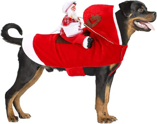 Vista 16 de BWOGUE Disfraz de Navidad de Papá Noel para perro, disfraz de cosplay para perros pequeños, medianos y grandes, gatos Chef Santa Claus