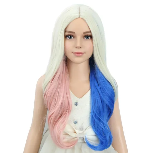 Vista 22 de PATTNIUM Peluca larga y ondulada rubia oscura para niños y niñas, peluca Rubio ceniza