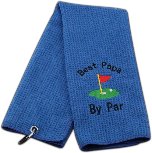 Vista 12 de JXGZSO Toalla de golf bordada para papá, toalla de golf bordada con clip (Best Dad by par)