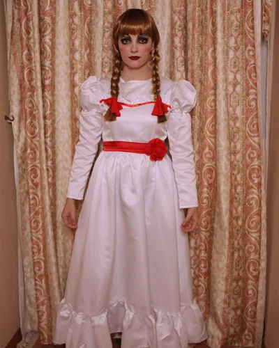 Vista 3 de Nuoqi Disfraz de Halloween de película de terror para mujer, vestido de terror para adultos
