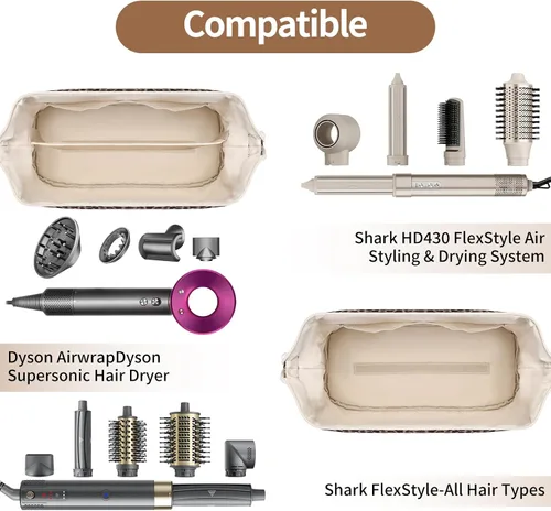 Vista 3 de Bolsa de viaje para herramientas para el cabello con inicial compatible con Estampado de leopardo