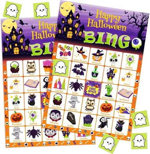 Vista 9 de OHOME Juegos de Navidad Bingo de Navidad para niños – 24 jugadores, manualidades de Navidad, actividades, regalos de fiesta para familias, regalos