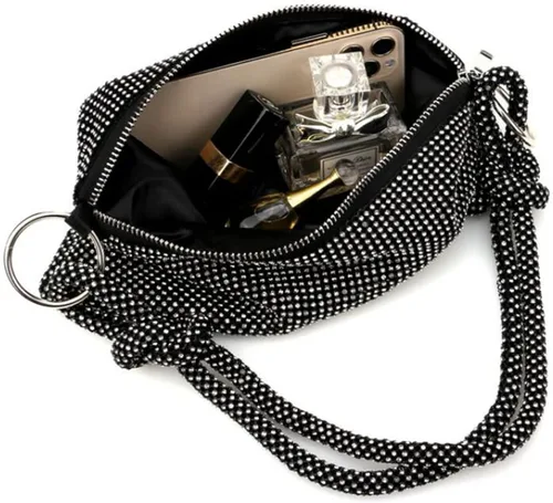 Vista 2 de Mini bolso de noche con diamantes de imitación brillantes, bolso de mano elegante para mujer