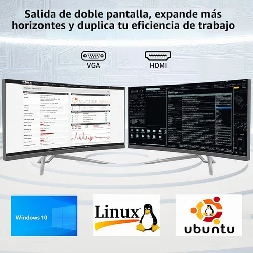 Vista 3 de Mini PC industrial, computadora de escritorio sin ventilador Celeron 2955U 1.4GHz, Windows 10 Pro, 8 GB de RAM, 128 GB SSD, 2xNIC, 6 x COM RS232, 4