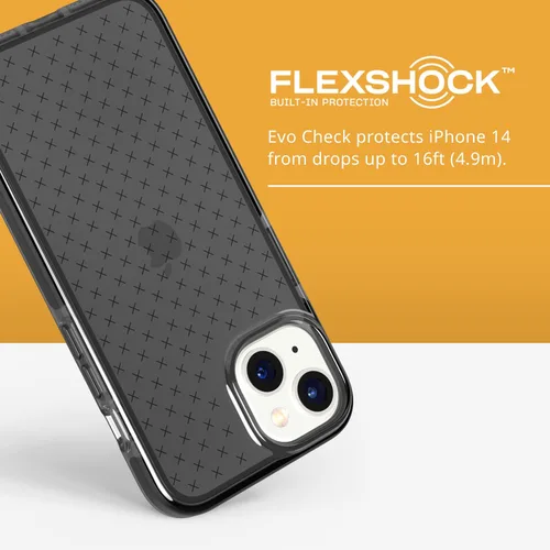 Vista 3 de Tech21 iPhone 14 Evo Check - Funda protectora delgada y absorbente de golpes con protección FlexShock de 16 pies contra caídas múltiples y botones