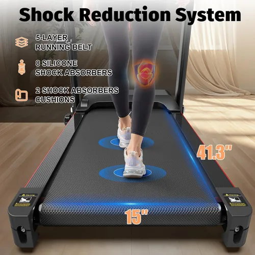Vista 6 de Benef Caminadora plegable para el hogar, compacta y portátil con inclinación, pantalla LCD, 3 programas preestablecidos, motor silencioso, ideal