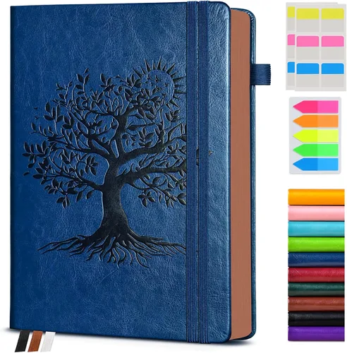 Vista 11 de Diario vintage de cuero con 300 páginas numeradas, diario rayado A4 para hombres y mujeres, diarios para escribir, cuaderno de rayas universitarias