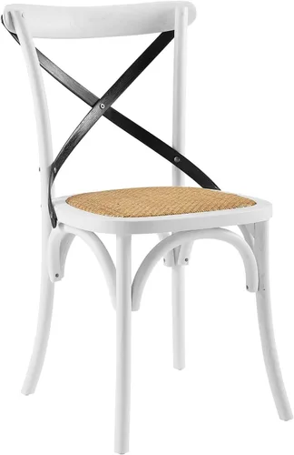 Vista 8 de Modway Gear - Silla de comedor de estilo rústico y moderno estilo granja, en madera de olmo y ratán, color negro