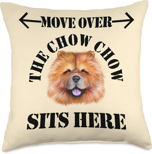 Vista 4 de Funny Chow Chow Dog Owner Gifts & Shirts Move Sits Here Funny Chow - Almohada para perro, 16 x 16 pulgadas, multicolor