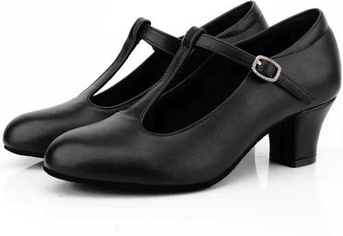 Vista 2 de Zapatos de baile de salón con correa en T para mujer, zapatos de tacón de vestir