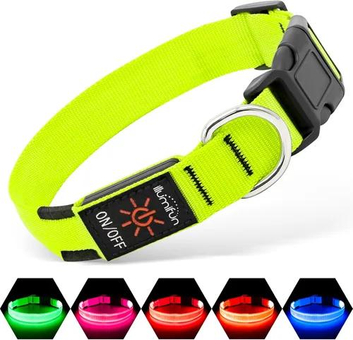 Vista 14 de Illumifun Collar LED para Perros Pequeños - Collar de Seguridad para Perros con Luz Recargable por USB, Collar con Luz de Correa de Nailon Ajustable