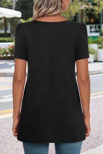 Vista 3 de Anymeet - Camisetas de verano para mujer, estilo casual, plisadas, tipo túnica M-3XL