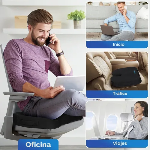 Vista 7 de Cojín de asiento para silla de oficina de espuma viscoelástica antideslizante, cojín de escritorio para la espalda, coxis, ciática, alivio del dolor