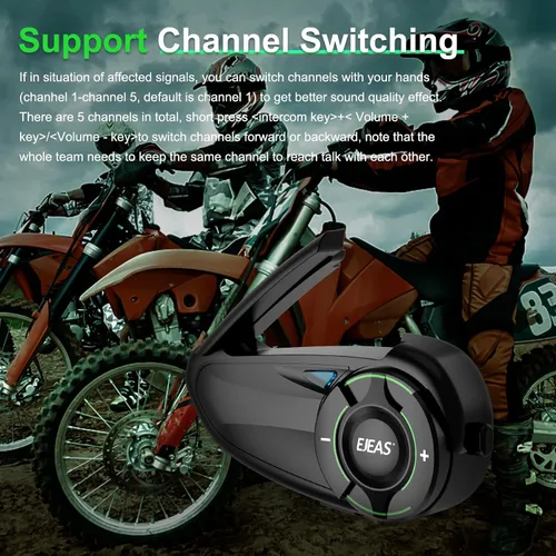 Vista 9 de EJEAS Q8 Intercomunicador Bluetooth para casco de motocicleta, nuevo sistema de intercomunicación de grupo Mesh 3.0 con intercambio de música