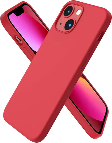 Vista 10 de ORNARTO - Funda compatible con iPhone 13 Mini, goma de gel suave de 3 capas de silicona líquida delgada con microfibra, 13,7 cm, azul Caucho
