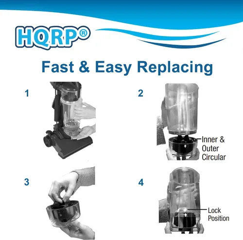 Vista 5 de HQRP Juego de filtros circulares interior y exterior compatible con aspiradoras Bissell Easy Vac 31033, 3120, 3120-2, 31202, 31203, 3130, 3130A
