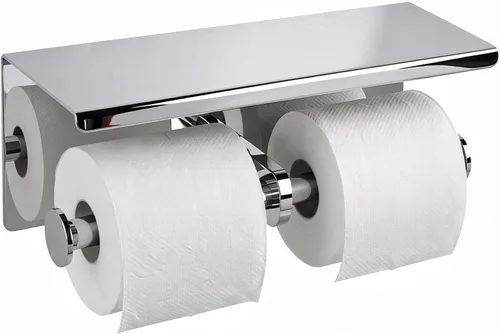 Vista 7 de Estante de rollo de papel higiénico doble con estante